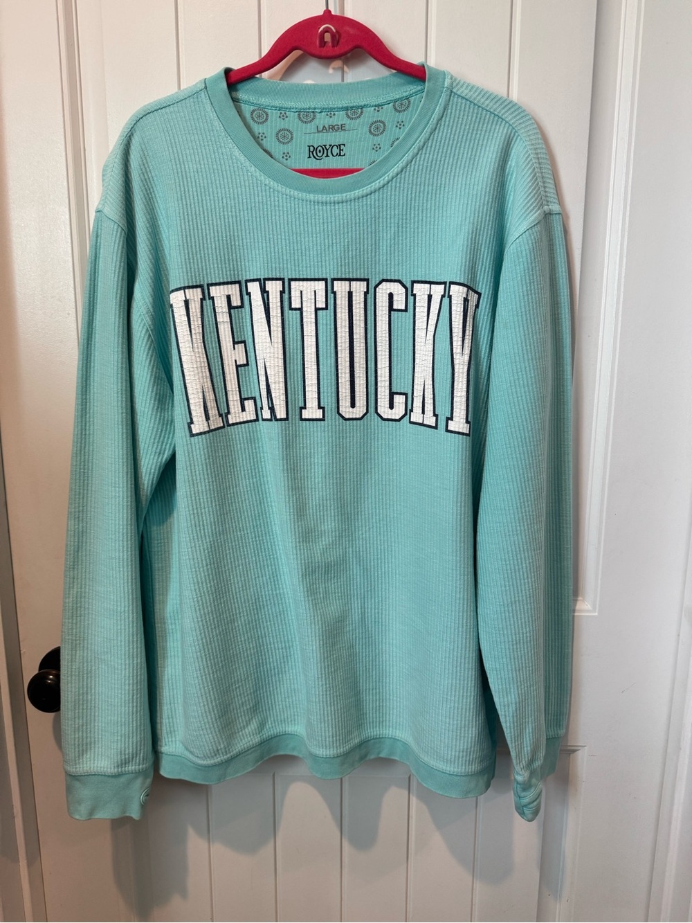 Royce Kentucky Waffle Knit Sweatshirt with thumb holes - Aqua Size large